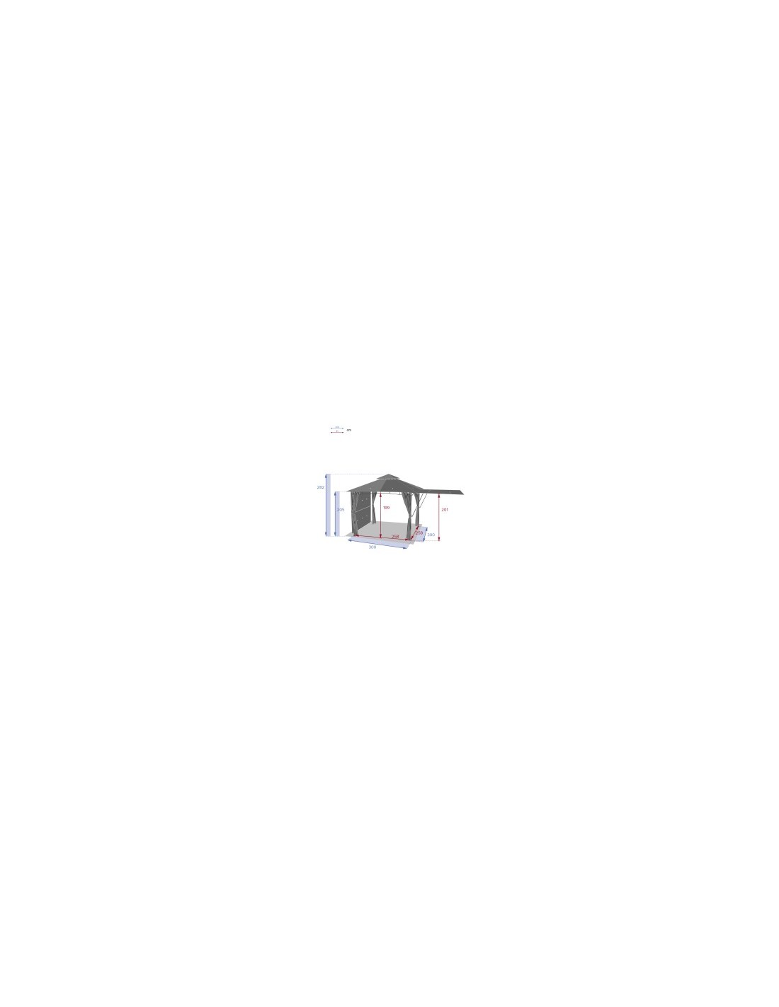 GAZEBO 149709 AMALYA 3X3 ARDESIA su TreG Ingrosso