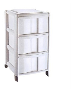 Cassettiera Delfin Bambù, 39x40x67 cm, 3 cassetti alti, organizer casa, ufficio, bagno