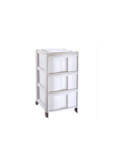 Cassettiera Delfin Bambù, 39x40x67 cm, 3 cassetti alti, organizer casa, ufficio, bagno