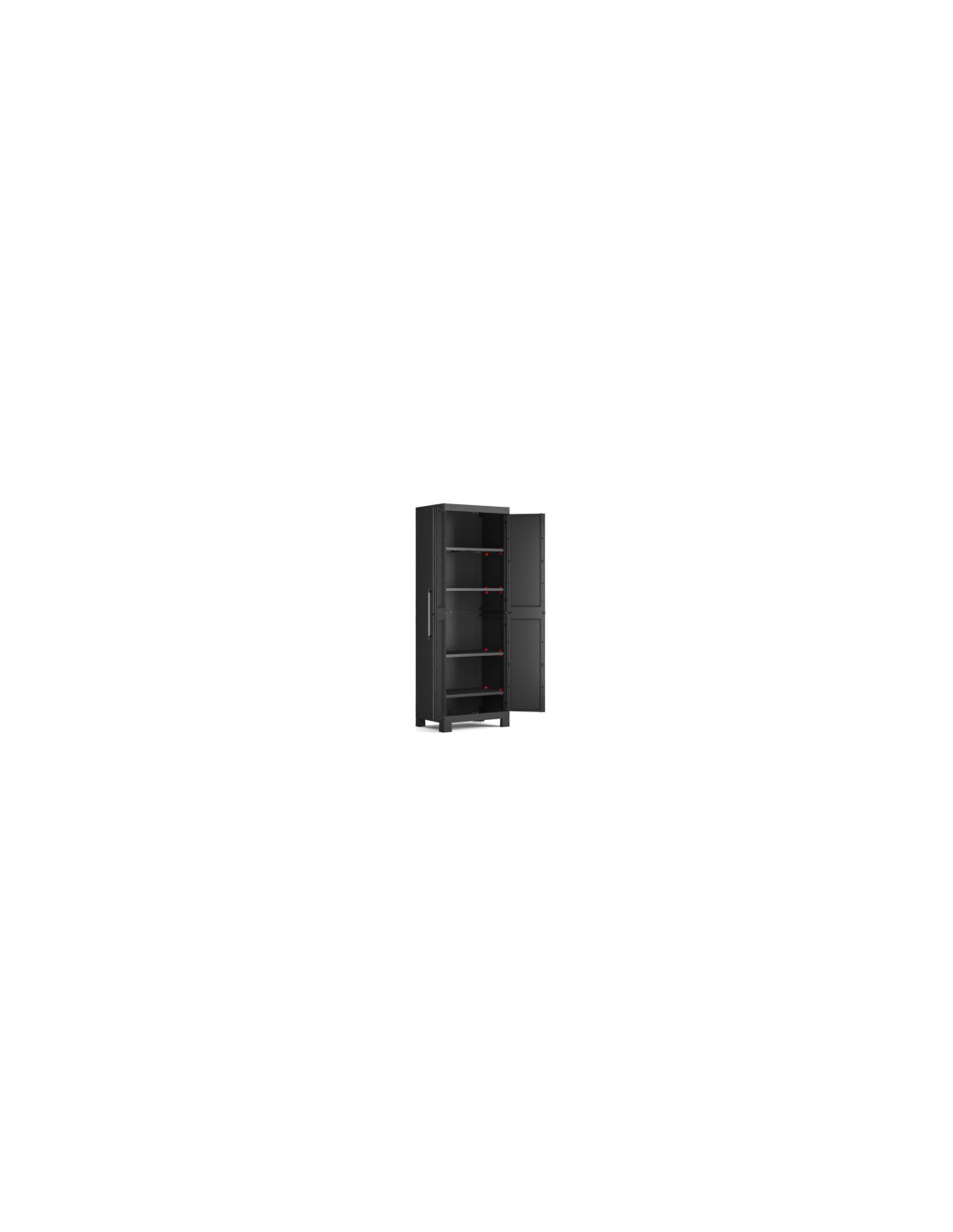 Keter Detroit, armadio alto in plastica, armadio nero garage, 65x45x182 cm, armadietto attrezzi, armadio da esterno