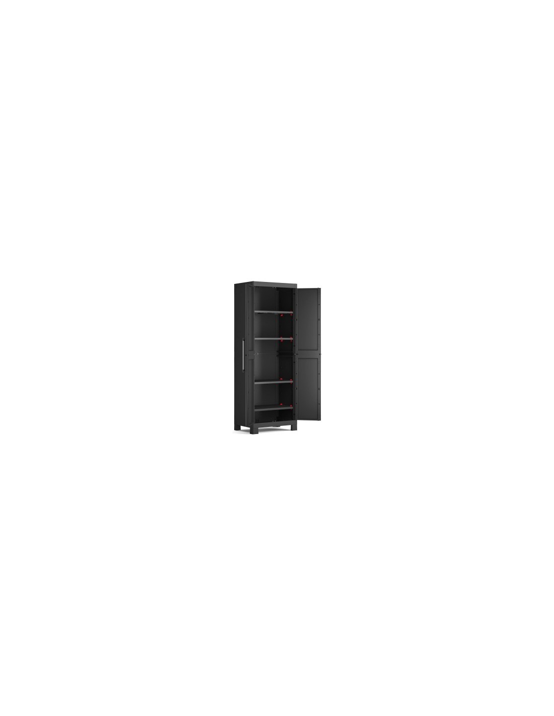 Keter Detroit, armadio alto in plastica, armadio nero garage, 65x45x182 cm, armadietto attrezzi, armadio da esterno