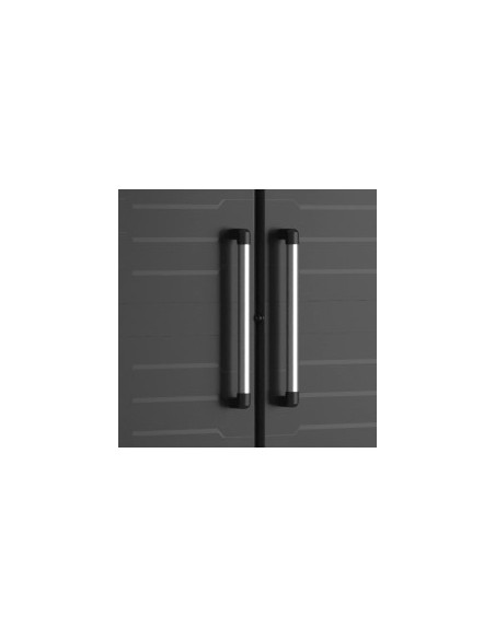 Keter Detroit, armadio alto in plastica, armadio nero garage, 65x45x182 cm, armadietto attrezzi, armadio da esterno