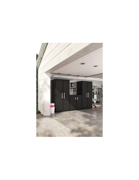 Keter Detroit, armadio alto in plastica, armadio nero garage, 65x45x182 cm, armadietto attrezzi, armadio da esterno