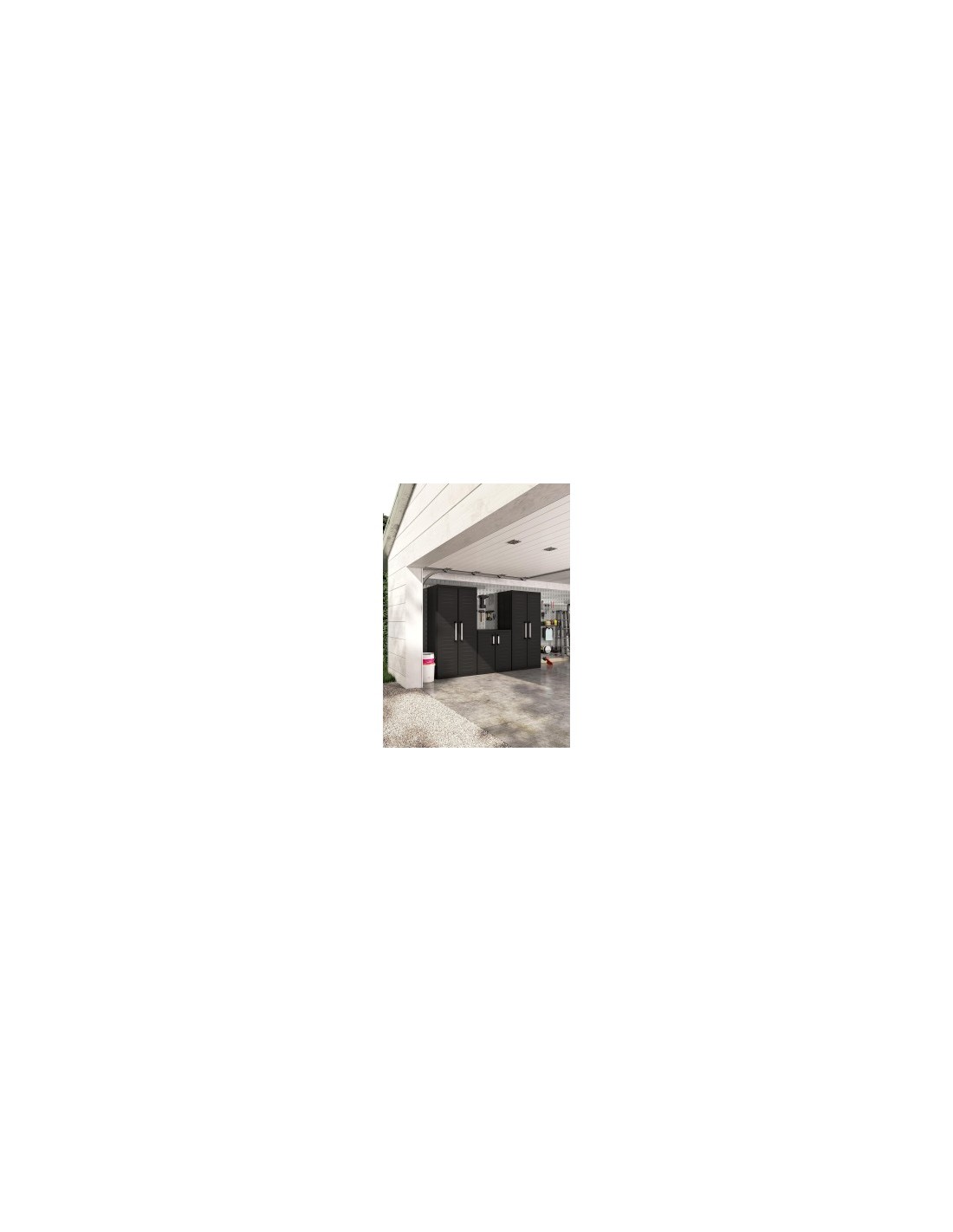 Keter Detroit, armadio alto in plastica, armadio nero garage, 65x45x182 cm, armadietto attrezzi, armadio da esterno