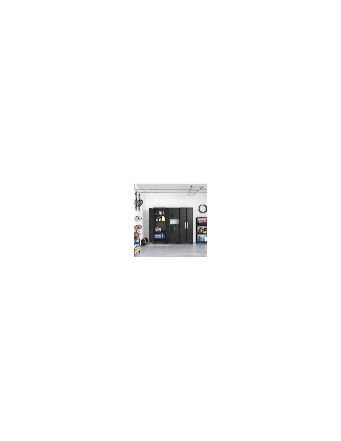 Keter Detroit, armadio alto in plastica, armadio nero garage, 65x45x182 cm, armadietto attrezzi, armadio da esterno