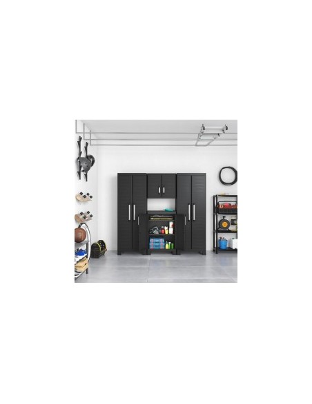 Keter Detroit, armadio alto in plastica, armadio nero garage, 65x45x182 cm, armadietto attrezzi, armadio da esterno