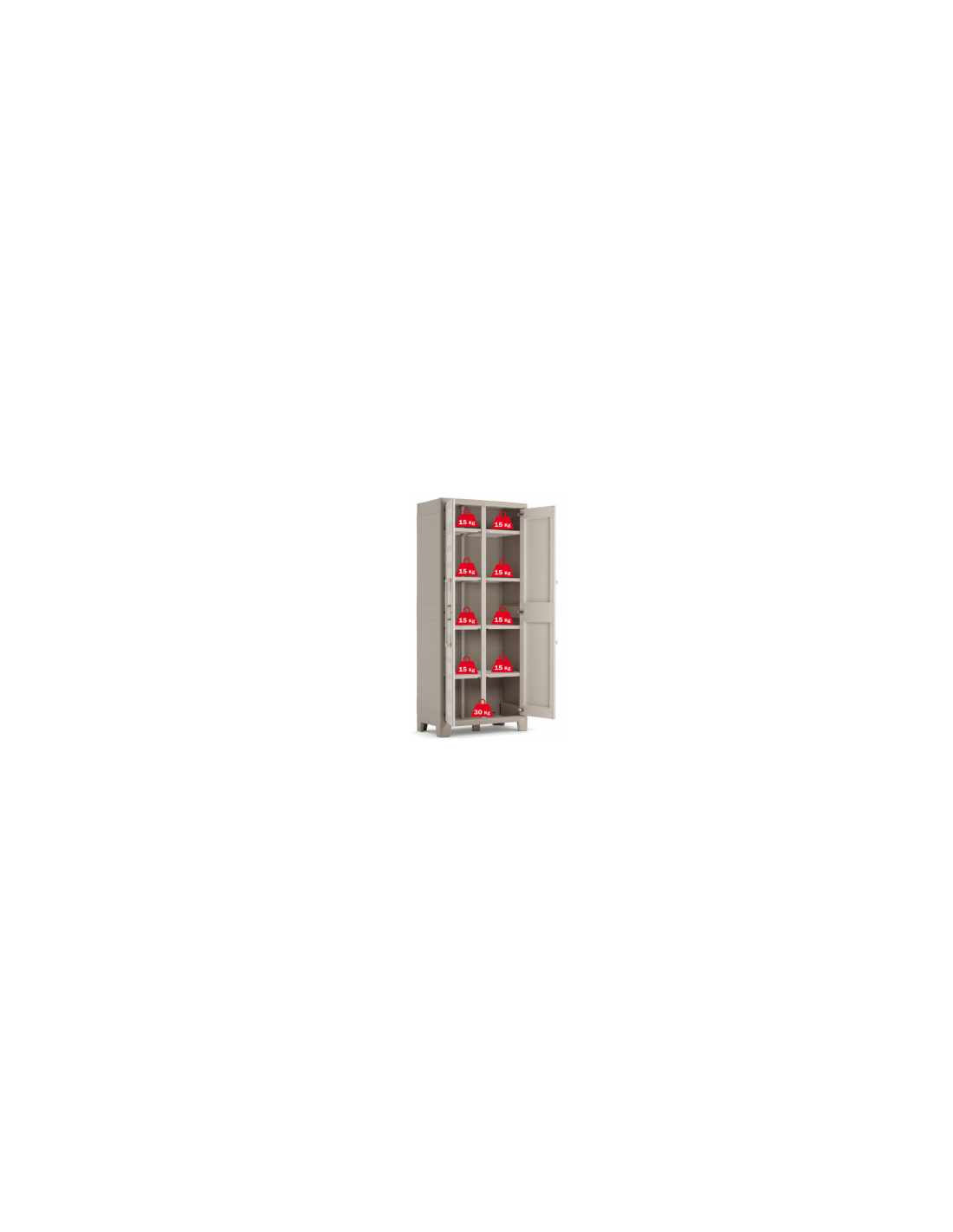 Keter Gulliver, armadio portascope da esterno, 8 ripiani pieghevoli, 80x44x182 cm, balcone, giardino, sabbia, beige, resina
