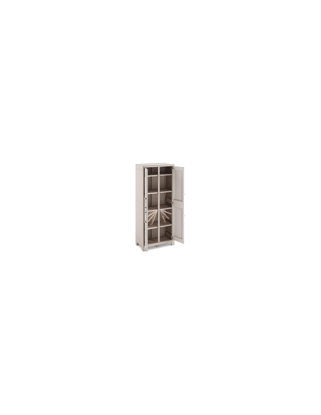 Keter Gulliver, armadio portascope da esterno, 8 ripiani pieghevoli, 80x44x182 cm, balcone, giardino, sabbia, beige, resina