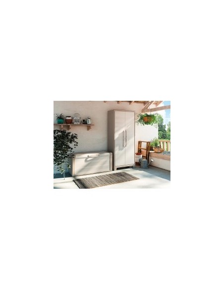 Keter Gulliver, armadio portascope da esterno, 8 ripiani pieghevoli, 80x44x182 cm, balcone, giardino, sabbia, beige, resina
