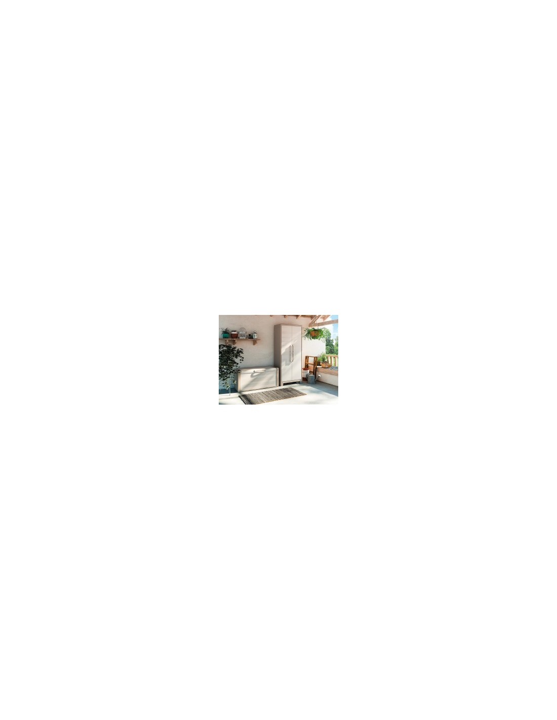 Keter Gulliver, armadio portascope da esterno, 8 ripiani pieghevoli, 80x44x182 cm, balcone, giardino, sabbia, beige, resina