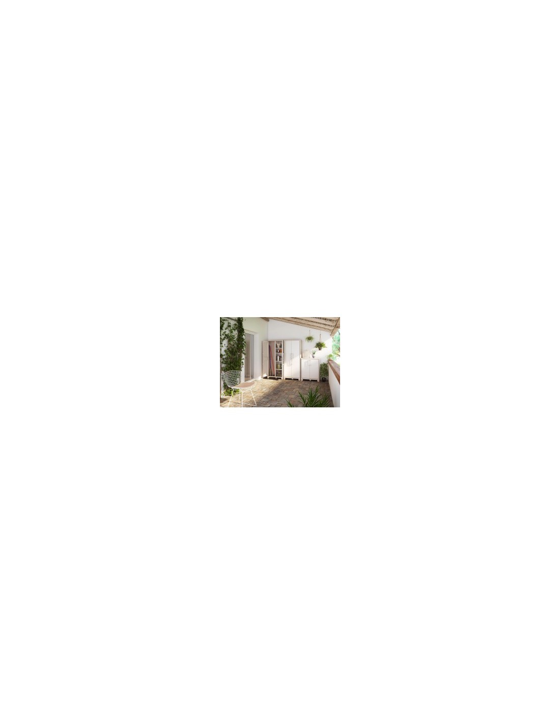 Keter Gulliver, armadio portascope da esterno, 8 ripiani pieghevoli, 80x44x182 cm, balcone, giardino, sabbia, beige, resina
