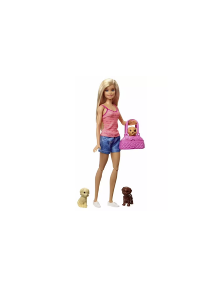 BARBIE BAMBOLA CON 3 CUCCIOLI E VASCA CON ACCESSORI GDJ37
