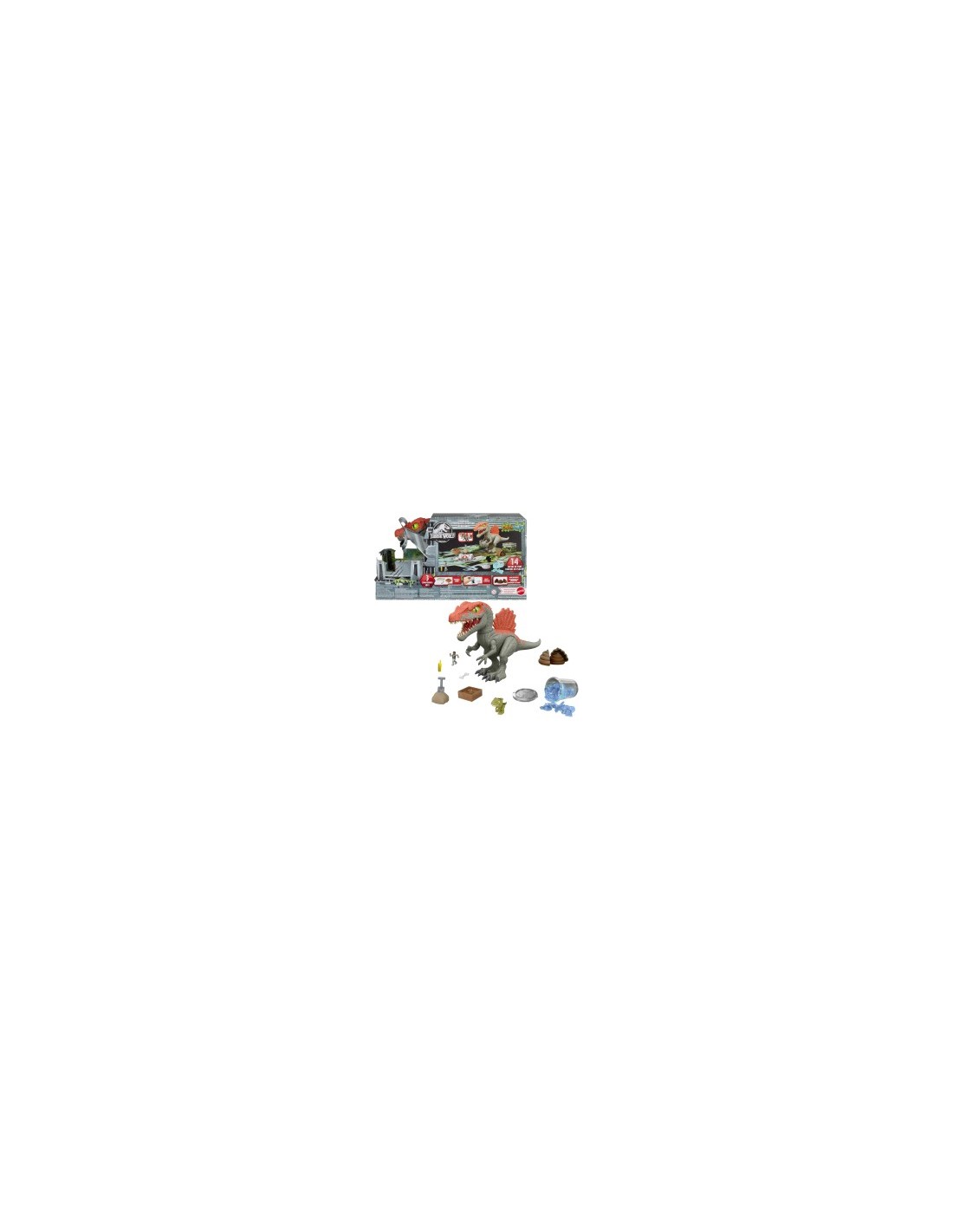 MATTEL JURASSIC WORLD CRUSHIVORES, SPINOSAURO CAGE CRASHER, DINOSAURO, ACCESSORI, SABBIA, GEL, PASTA MODELLABILE, 4+ ANNI, HTP71