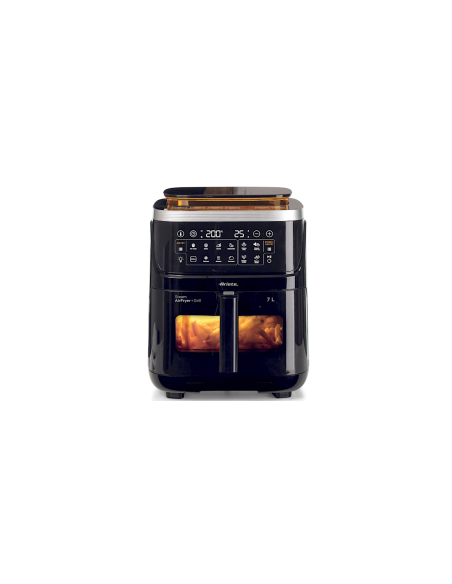 Ariete 4636 Friggitrice ad Aria, Funzione Vapore, Grill, 1700W, 10 Funzioni, Cestello Trasparente, Timer, Nero