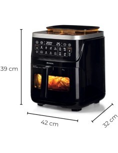 Ariete 4636 Friggitrice ad Aria, Funzione Vapore, Grill, 1700W, 10 Funzioni, Cestello Trasparente, Timer, Nero