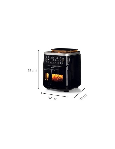 Ariete 4636 Friggitrice ad Aria, Funzione Vapore, Grill, 1700W, 10 Funzioni, Cestello Trasparente, Timer, Nero