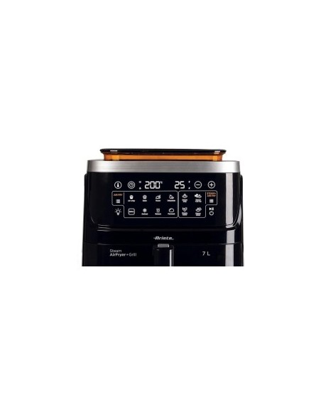 Ariete 4636 Friggitrice ad Aria, Funzione Vapore, Grill, 1700W, 10 Funzioni, Cestello Trasparente, Timer, Nero