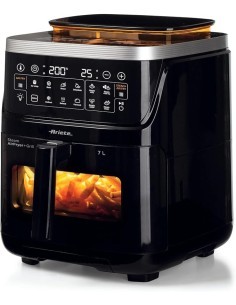 Ariete 4636 Friggitrice ad Aria, Funzione Vapore, Grill, 1700W, 10 Funzioni, Cestello Trasparente, Timer, Nero