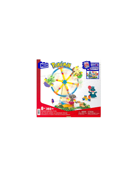 MEGA POKÉMON HXF80, RUOTA PANORAMICA, SET COSTRUZIONI CON PIKACHU, PANCHAM E POKÉ BALL, GIOCO BAMBINI +6 ANNI