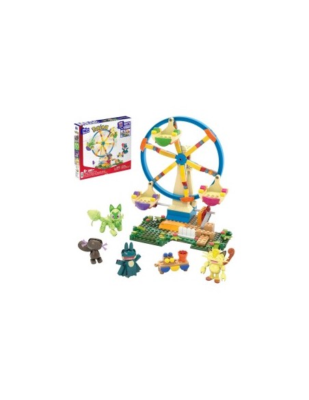 MEGA POKÉMON HXF80, RUOTA PANORAMICA, SET COSTRUZIONI CON PIKACHU, PANCHAM E POKÉ BALL, GIOCO BAMBINI +6 ANNI