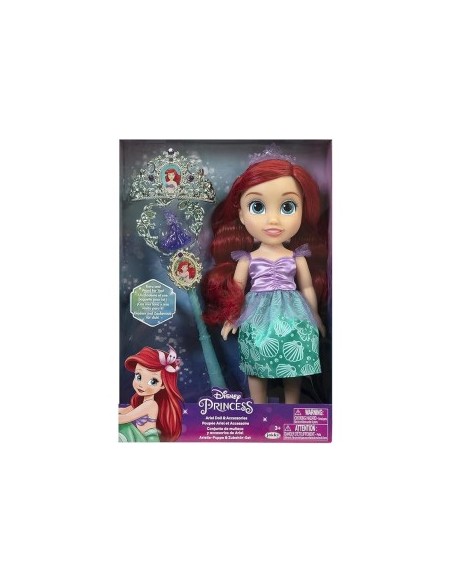 PRINCESS 21338 ARIEL, BAMBOLA CON ACCESSORI, GIOCATTOLO DISNEY, BAMBINA 3+, CAPELLI ROSSI, CODA SIRENA