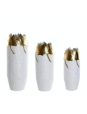 VASO JR218847 3 MIS METALLO 21X55CM BIANCO/ORO