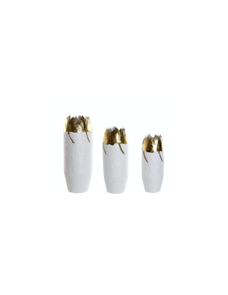 VASO JR218847 3 MIS METALLO 21X55CM BIANCO/ORO
