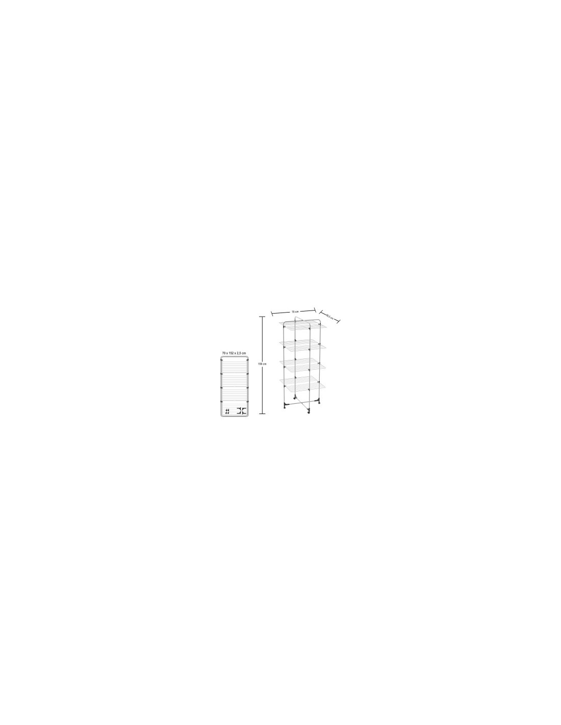 Stendibiancheria a torre, 4 piani, 40 metri, acciaio antiruggine, con ruote, 70x156x70 cm, Colombo ST194/4 Silver