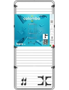 Stendibiancheria a torre, 4 piani, 40 metri, acciaio antiruggine, con ruote, 70x156x70 cm, Colombo ST194/4 Silver