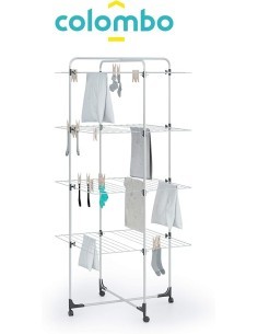 Stendibiancheria a torre, 4 piani, 40 metri, acciaio antiruggine, con ruote, 70x156x70 cm, Colombo ST194/4 Silver
