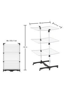 Stendibiancheria verticale, 3 piani, 40 metri, modulabile, acciaio e alluminio, silver, Colombo