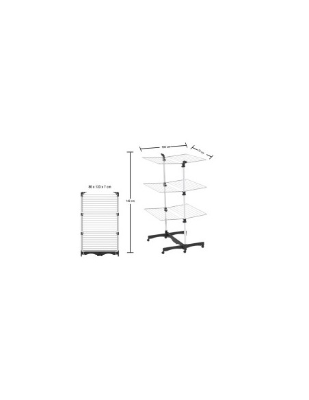 Stendibiancheria verticale, 3 piani, 40 metri, modulabile, acciaio e alluminio, silver, Colombo