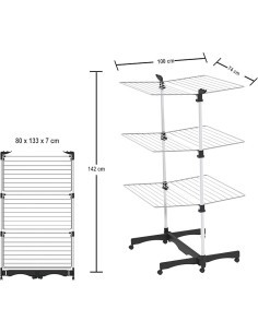 Stendibiancheria verticale, 3 piani, 40 metri, modulabile, acciaio e alluminio, silver, Colombo