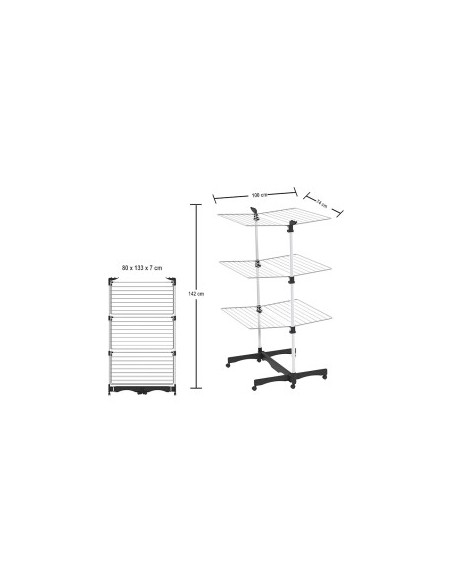 Stendibiancheria verticale, 3 piani, 40 metri, modulabile, acciaio e alluminio, silver, Colombo