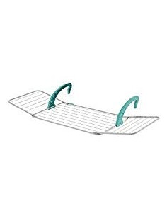 Stendibiancheria da balcone, 107x55x2,5 cm, acciaio e plastica, colore verde acqua