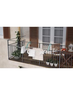 Stendibiancheria da balcone, 107x55x2,5 cm, acciaio e plastica, colore verde acqua