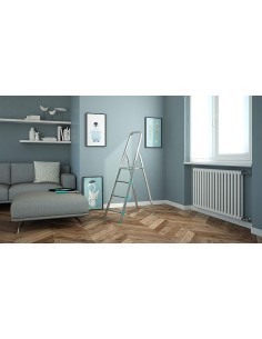 Scala LIBELLULA, alluminio, 4 gradini, antiscivolo, maniglione di sicurezza, silver, Made in Italy