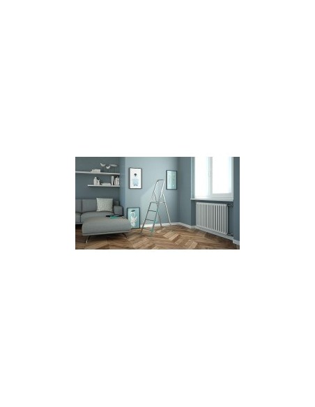 Scala LIBELLULA, alluminio, 4 gradini, antiscivolo, maniglione di sicurezza, silver, Made in Italy