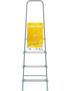 Scala LIBELLULA, alluminio, 4 gradini, antiscivolo, maniglione di sicurezza, silver, Made in Italy