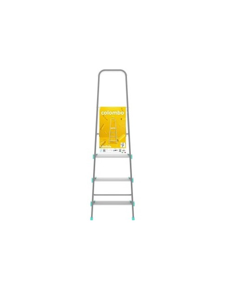Scala LIBELLULA, alluminio, 4 gradini, antiscivolo, maniglione di sicurezza, silver, Made in Italy