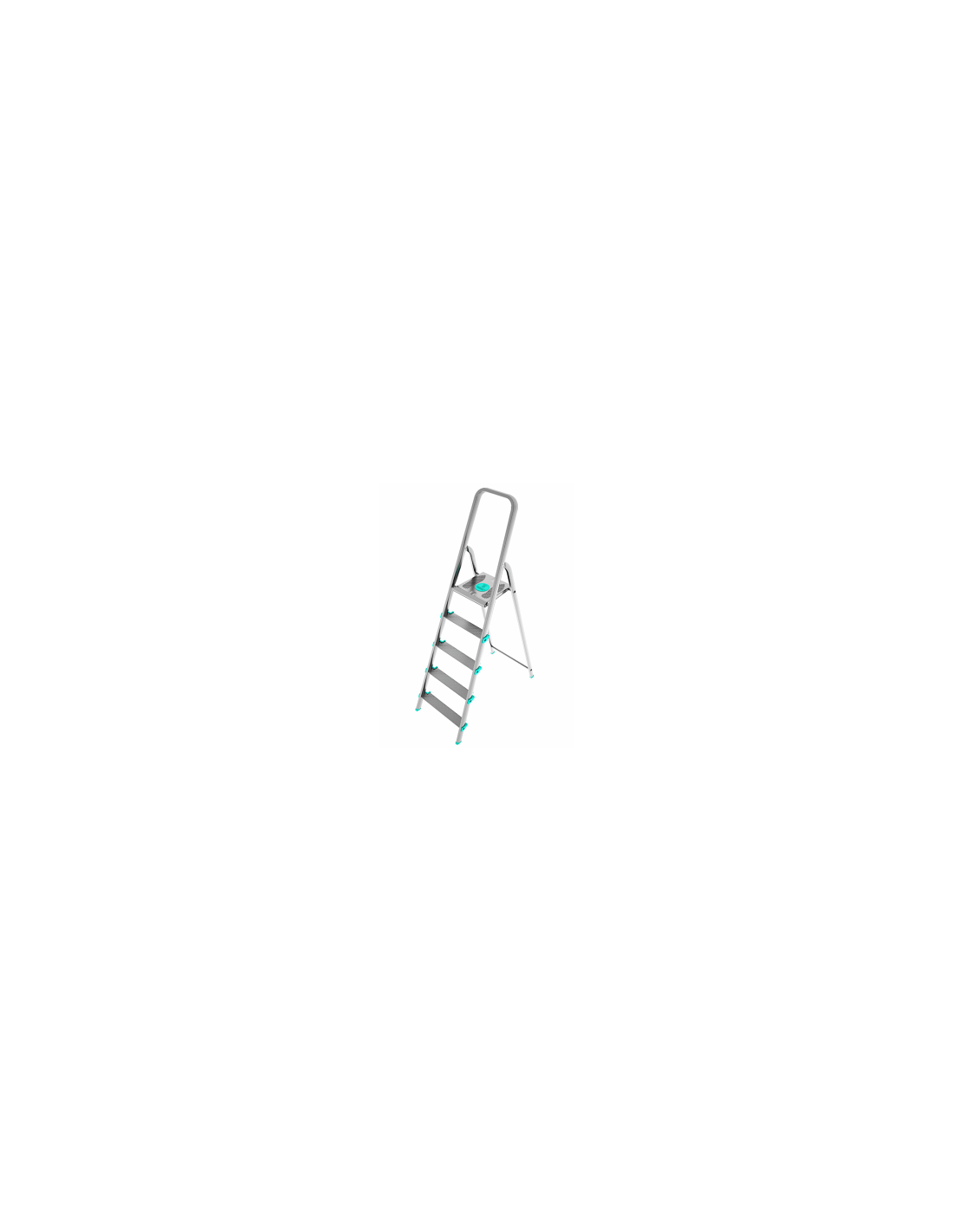 Scala LIBELLULA, alluminio, 5 gradini, 9 cm profondità gradini, compatta, maniglione, Made in Italy