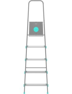 Scala LIBELLULA, alluminio, 5 gradini, 9 cm profondità gradini, compatta, maniglione, Made in Italy
