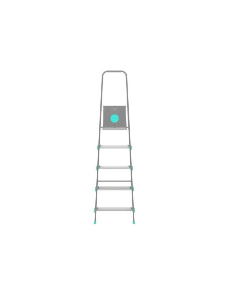 Scala LIBELLULA, alluminio, 5 gradini, 9 cm profondità gradini, compatta, maniglione, Made in Italy