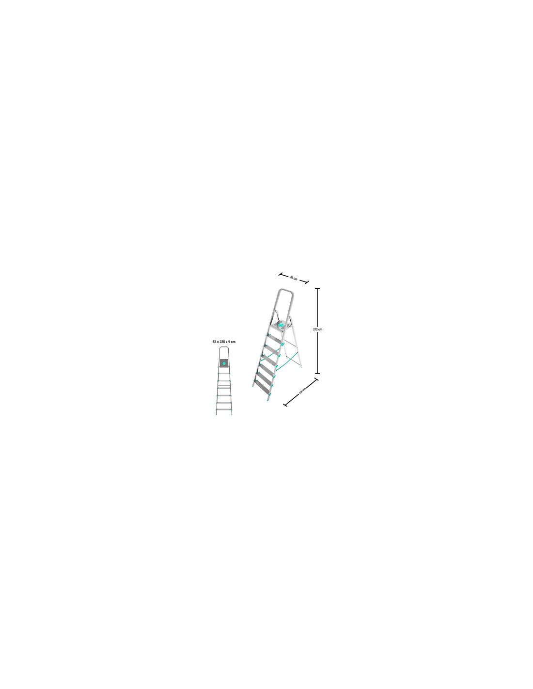 Scala alluminio, 7 gradini, portata 150 kg, maniglione, piattaforma ampia, 53x124x212 cm, Colombo S107A07W