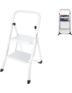 Sgabello Stabilo, 2 gradini, acciaio verniciato, 30x20 cm gradini, portata 150 kg, 46 cm altezza