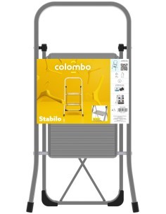 Sgabello Stabilo, 2 gradini, acciaio verniciato, 30x20 cm gradini, portata 150 kg, 46 cm altezza