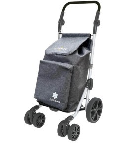 Carrello spesa TROLL, alluminio, borsa 60 litri, manubrio regolabile, sistema 6 ruote