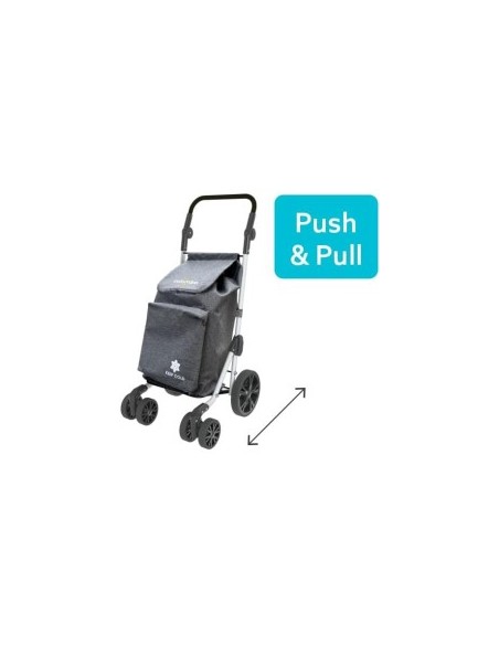 Carrello spesa TROLL, alluminio, borsa 60 litri, manubrio regolabile, sistema 6 ruote