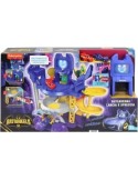 FISHER-PRICE DC BATWHEELS, BATCAVERNA, LANCIA E SFRECCIA, PLAYSET PISTA, 3 PIANI, LUCI, SUONI, 2 MACCHININE, 3+ ANNI