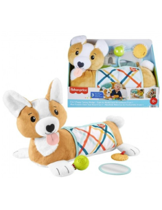 FISHER-PRICE, CUSCINO CORGI TUMMY TIME, 3 IN 1, SOSTIENE BAMBINO, SPECCHIETTO, SONAGLINO, SENZA BPA, HJW10